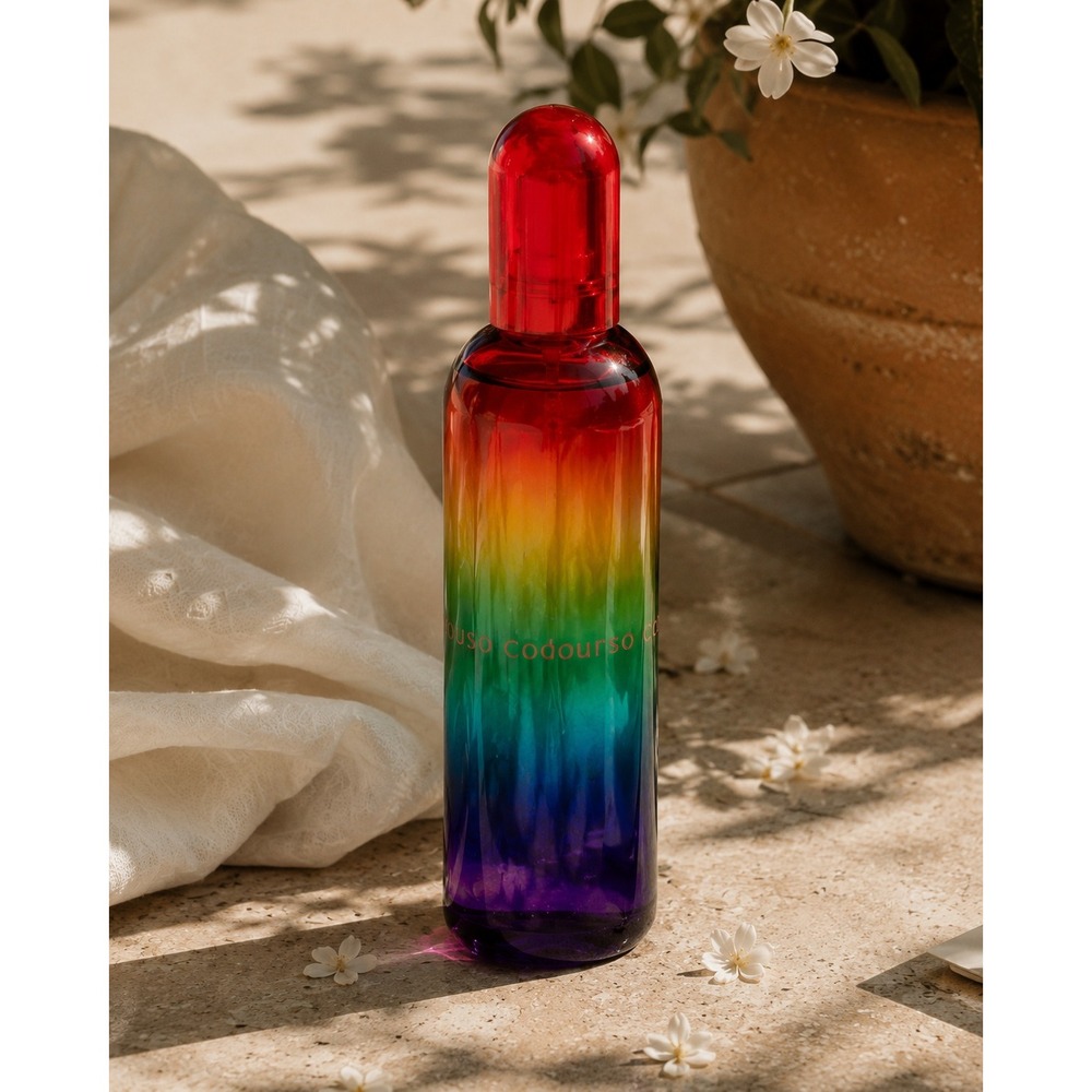 Color me Colours Rainbow Spicy Floral Fragrance Mist Red Cap Glass Bottle NEW